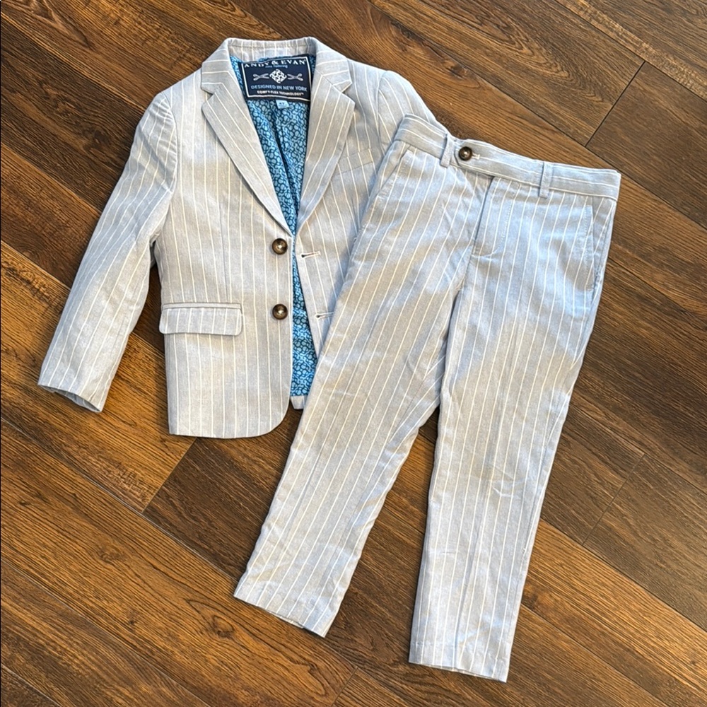 Andy & Evan Gray Pinstripe Toddler Suit